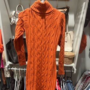 Orange fall turtleneck sweater dress size M NWOT. Washed & hung dry.
